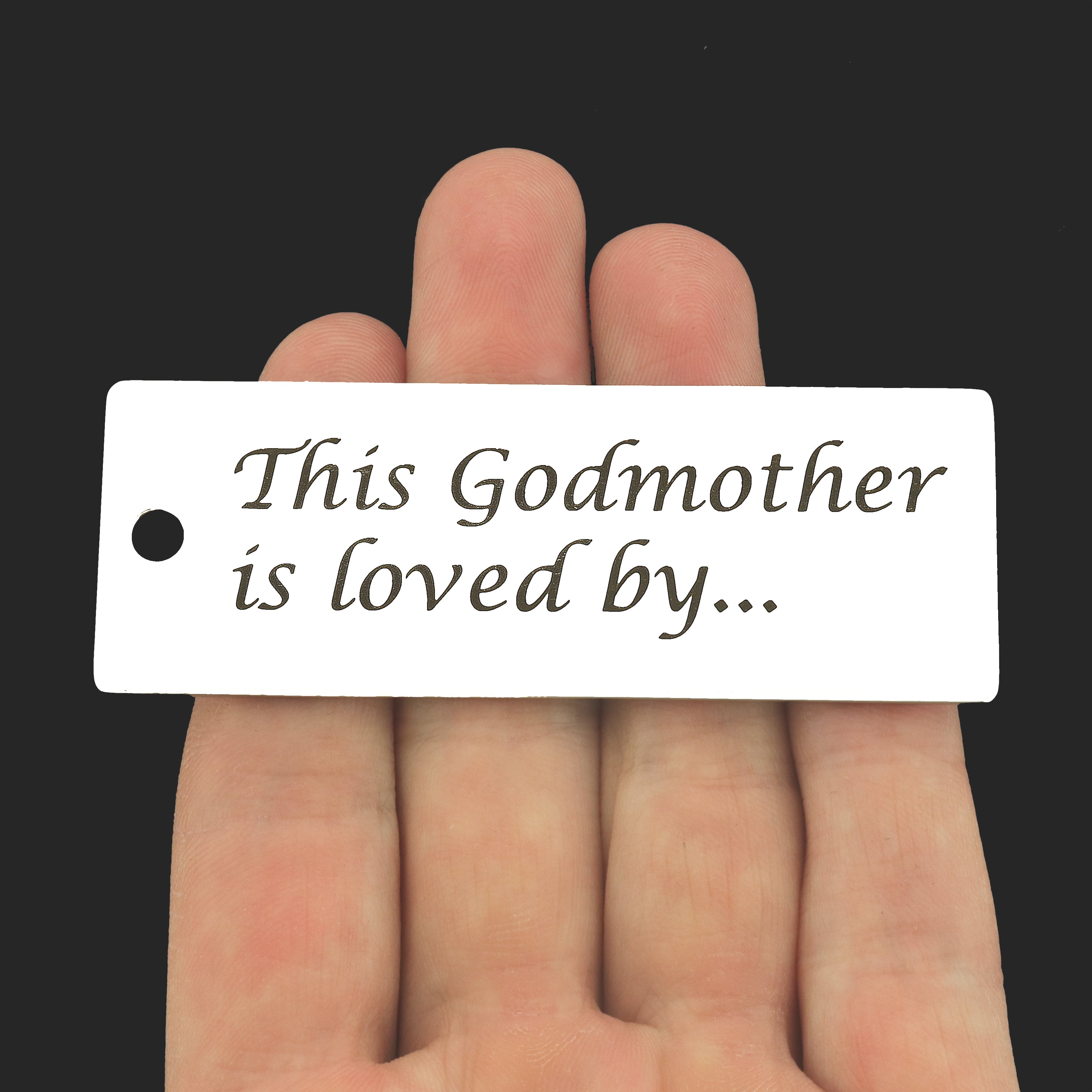 Godmother Stainless Steel Key Chain Tag Charm - This Godmother is Loved By - BFS033S-8253