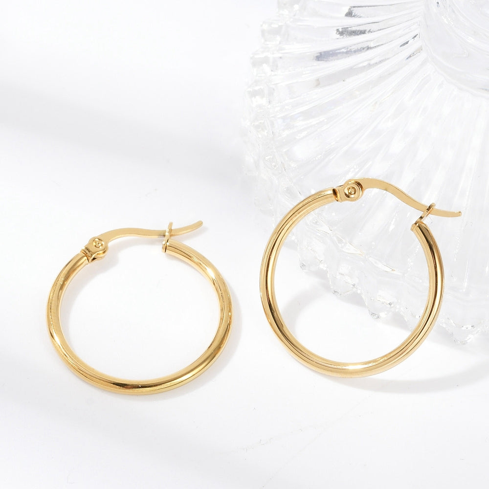 Stainless Steel Hoop Earrings - 1 Pair - Choose Your Size & Tone!