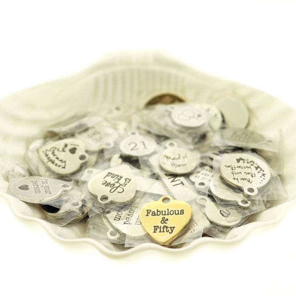 LIQUIDATION Engraved Charm Assorted Grab Bag - Less Than Wholesale Cost 90% Off - GRAB018