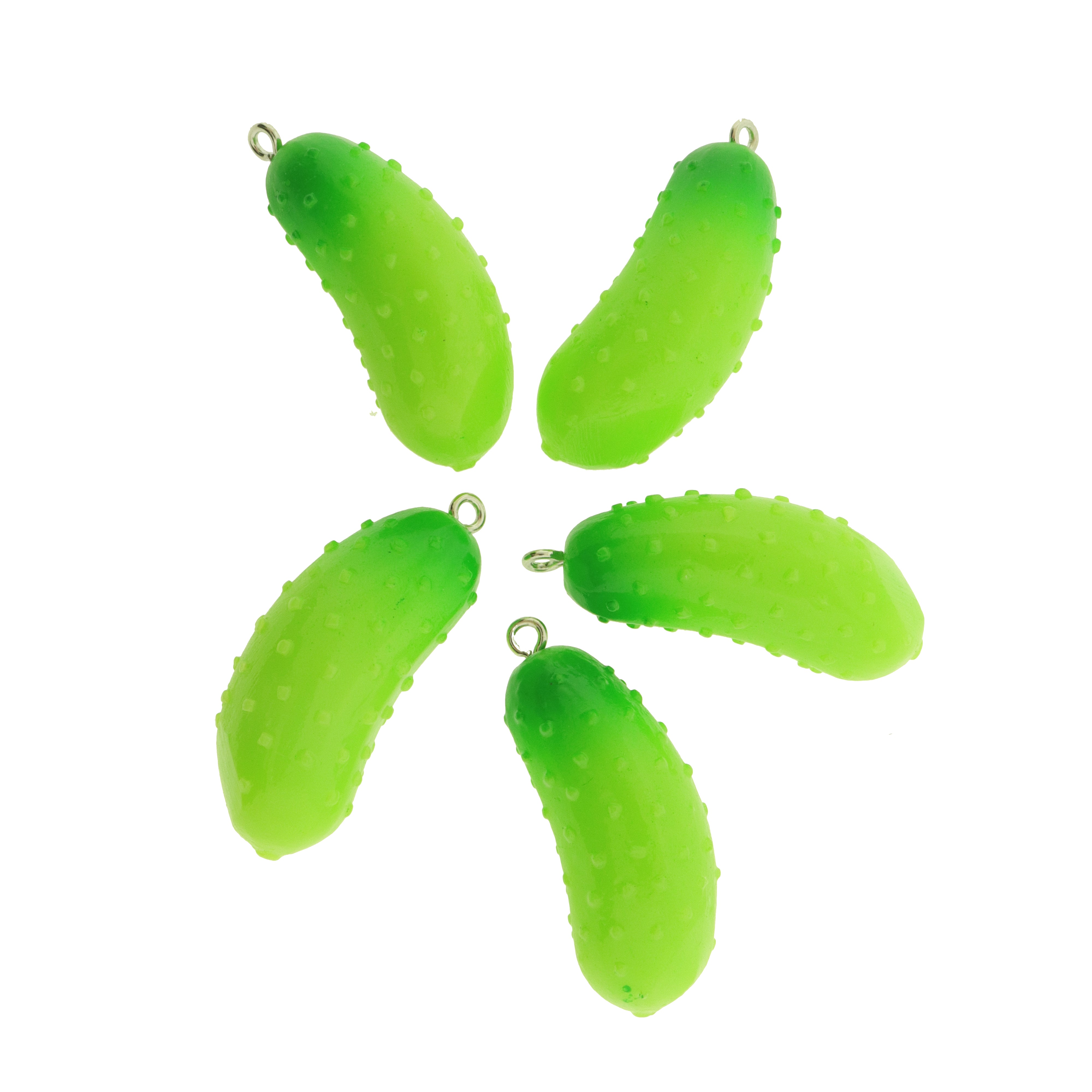Green Pickle Resin Charms with Loop - Cuccumber - K034