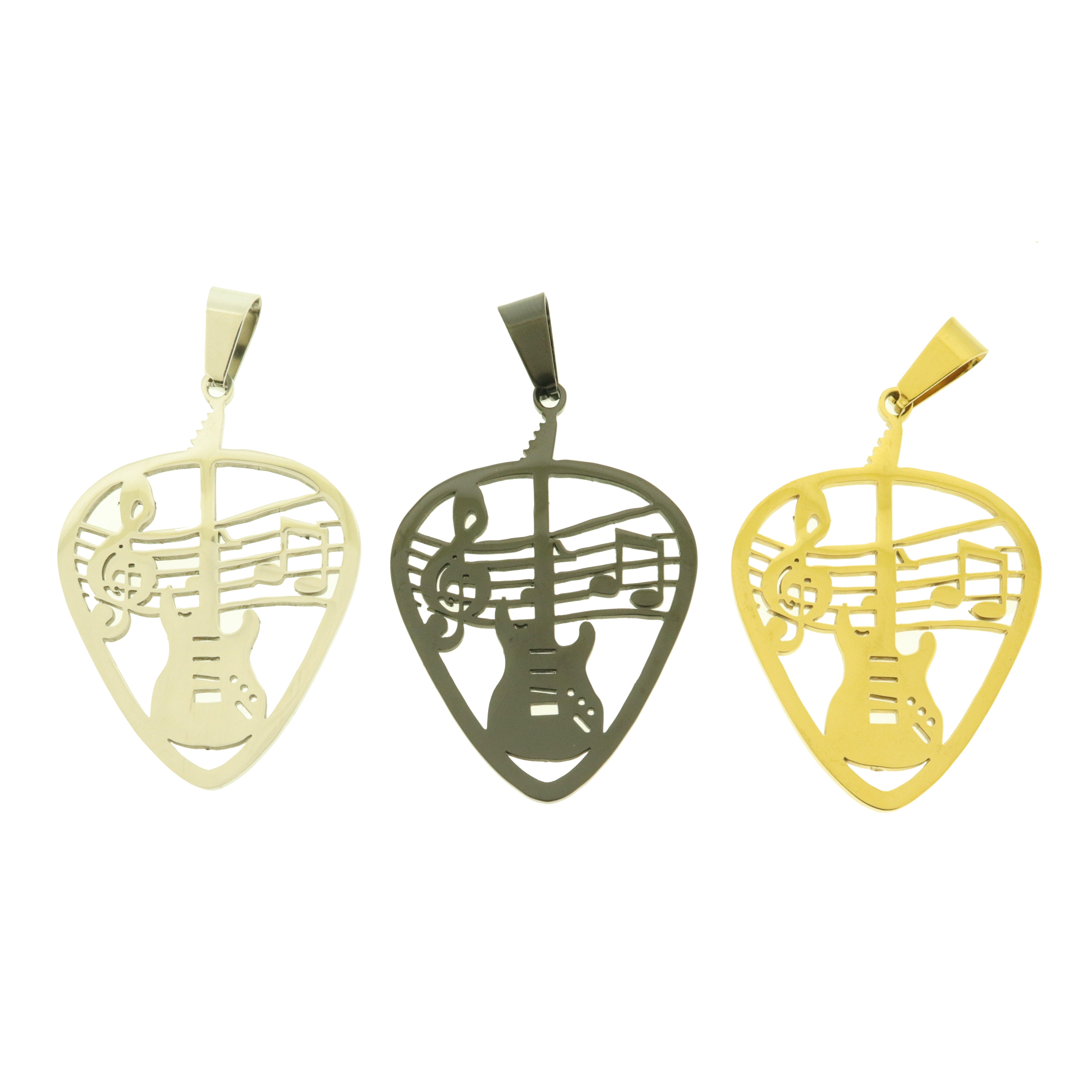 Guitar Pick Stainless Steel Charms 2 Sided - Choose Your Tone!