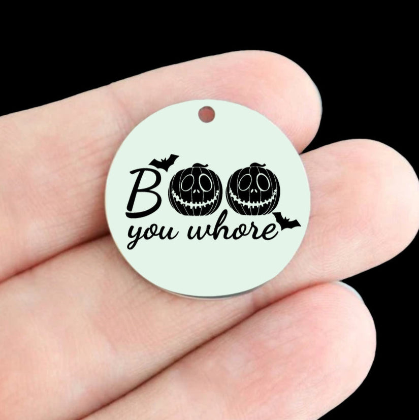Halloween Stainless Steel 25mm Round Charms - Boo You Whore Mean Girls