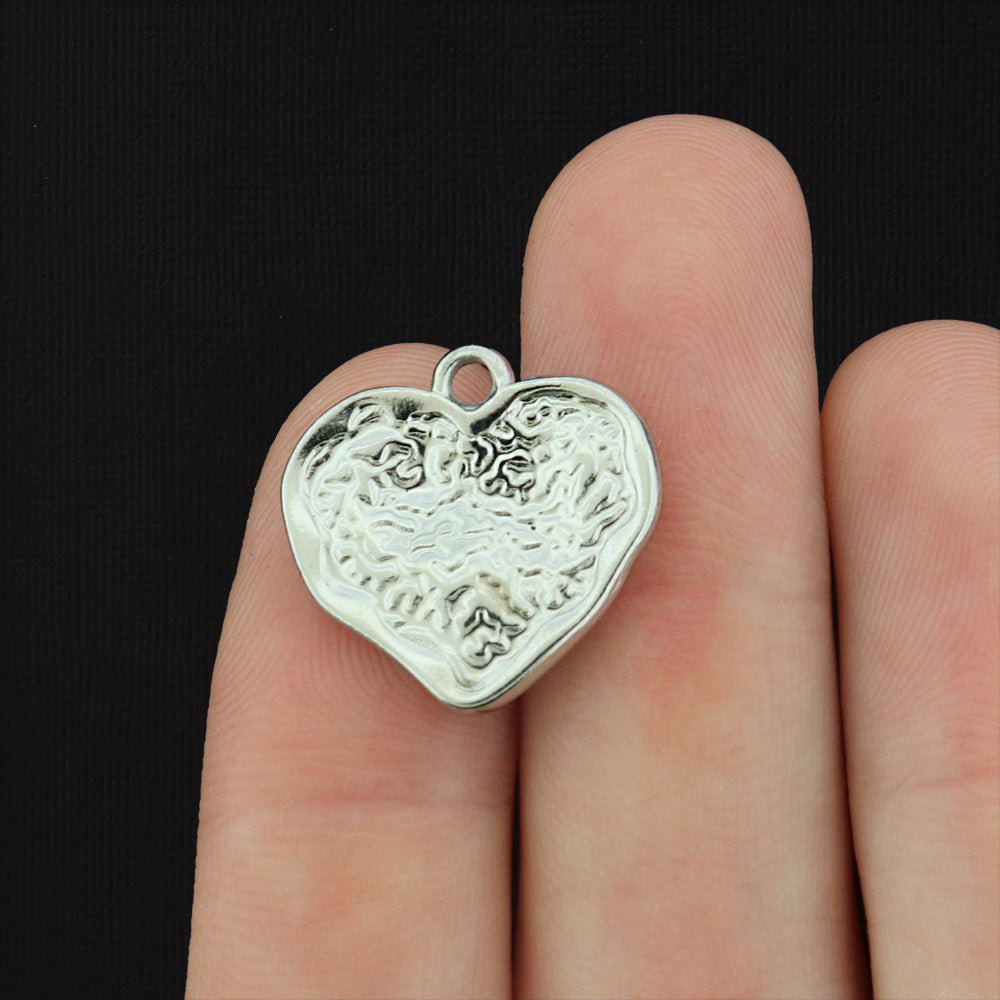 Hammered Heart Stainless Steel Charm - Choose Your Tone