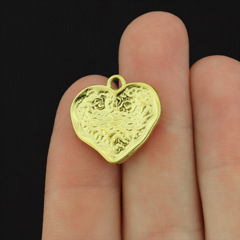 Hammered Heart Stainless Steel Charm - Choose Your Tone