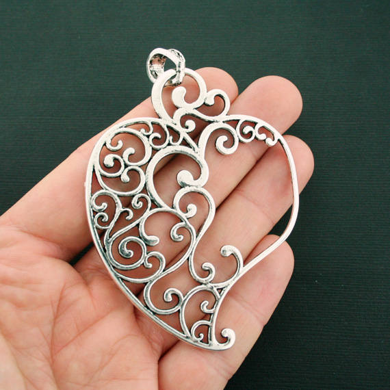 Heart Antique Silver Tone Charm - SC7507