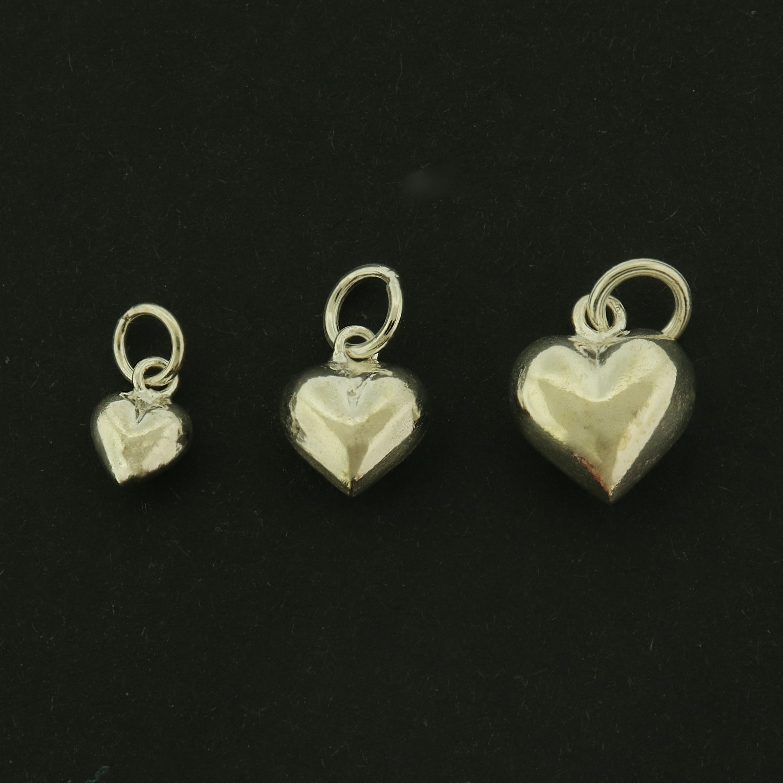Heart Sterling Silver Charm 3D - Choose Your Size!