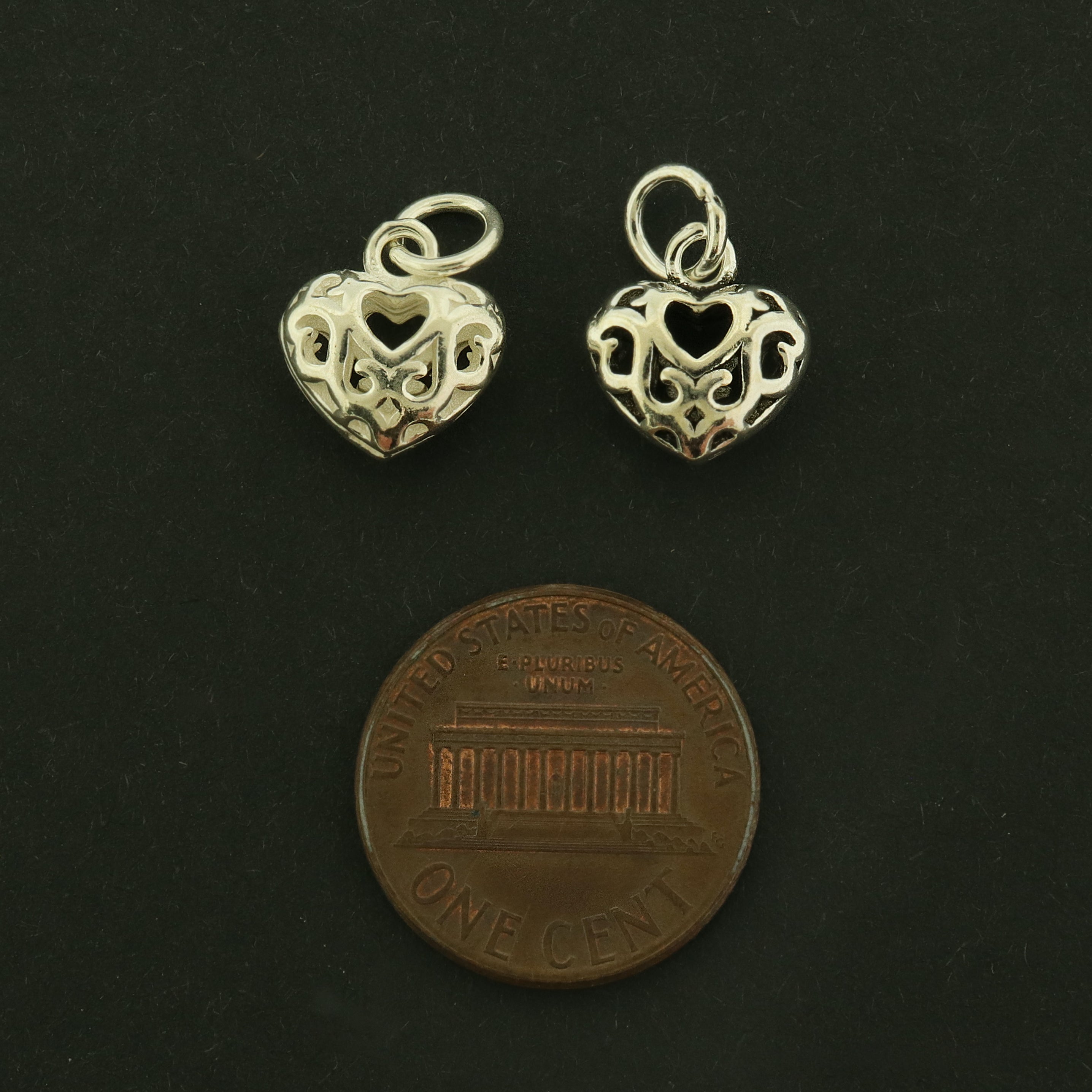 Heart Sterling Silver Charm - 3D Love Pendant - Choose Your Tone!