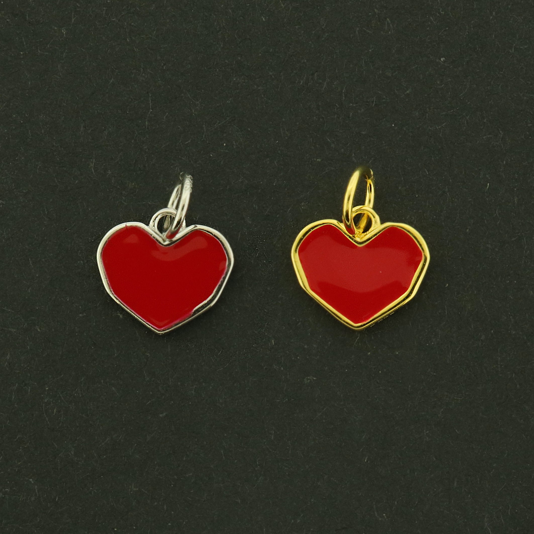Heart Sterling Silver Enamel Charms - Choose Your Tone!