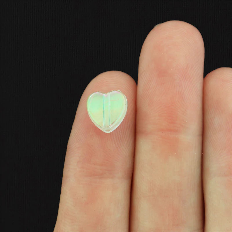 Heart Transparent Acrylic Beads 8mm - 100 Beads - Choose Your Color