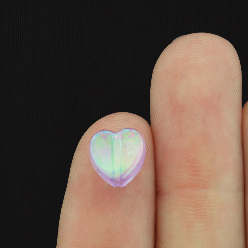 Heart Transparent Acrylic Beads 8mm - 100 Beads - Choose Your Color