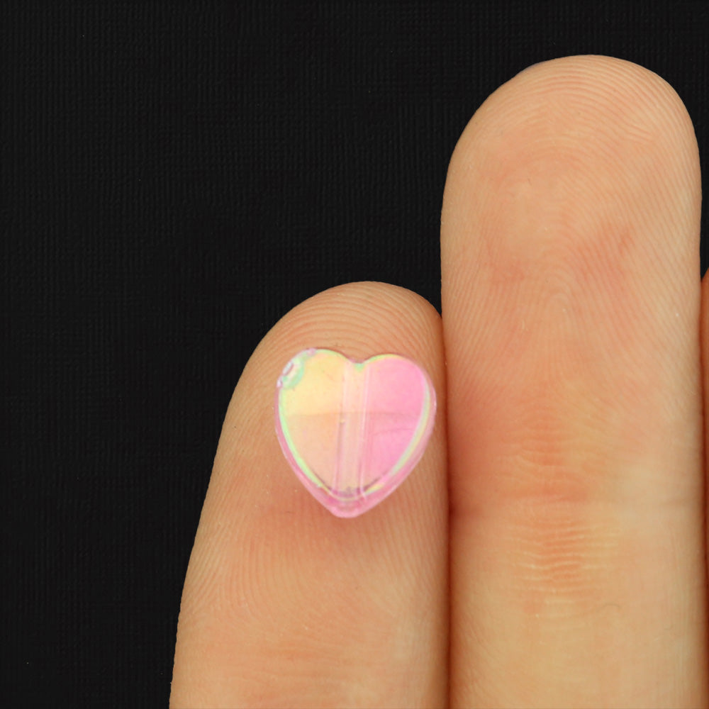 Heart Transparent Acrylic Beads 8mm - 100 Beads - Choose Your Color