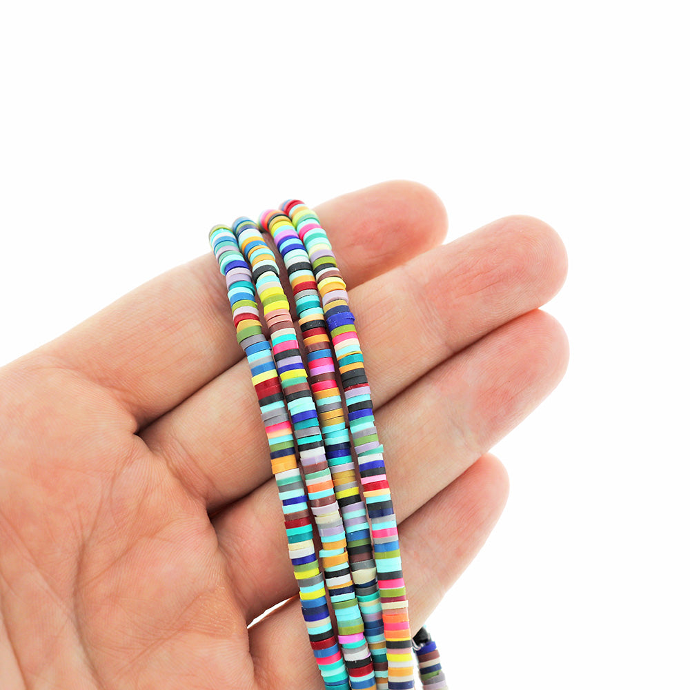 Perles en Pâte Polymère Heishi 4mm x 1mm - Marine Foncé - 1 Rang 350 Perles - BD812