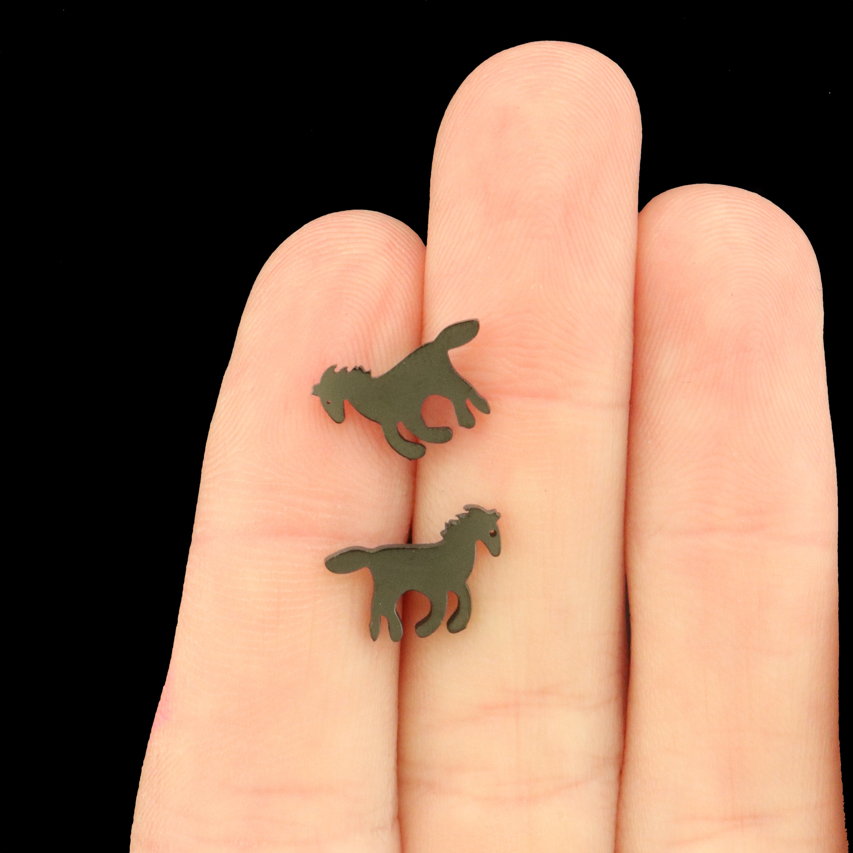 Horse Stainless Steel Earring Studs - 1 Pair - Choose Your Tone!