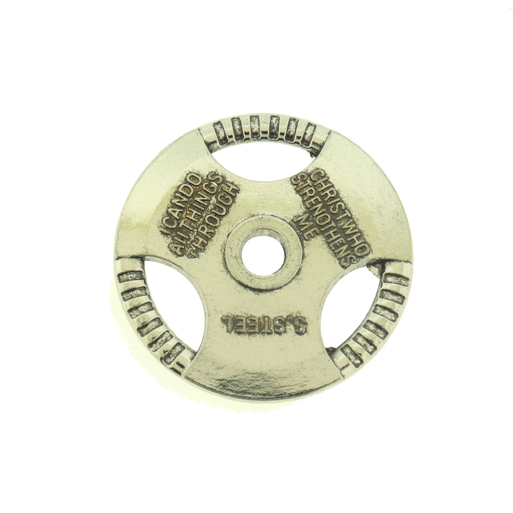 I Can Do All Things Weight Plate Antique Silver Tone Charm - SC1140