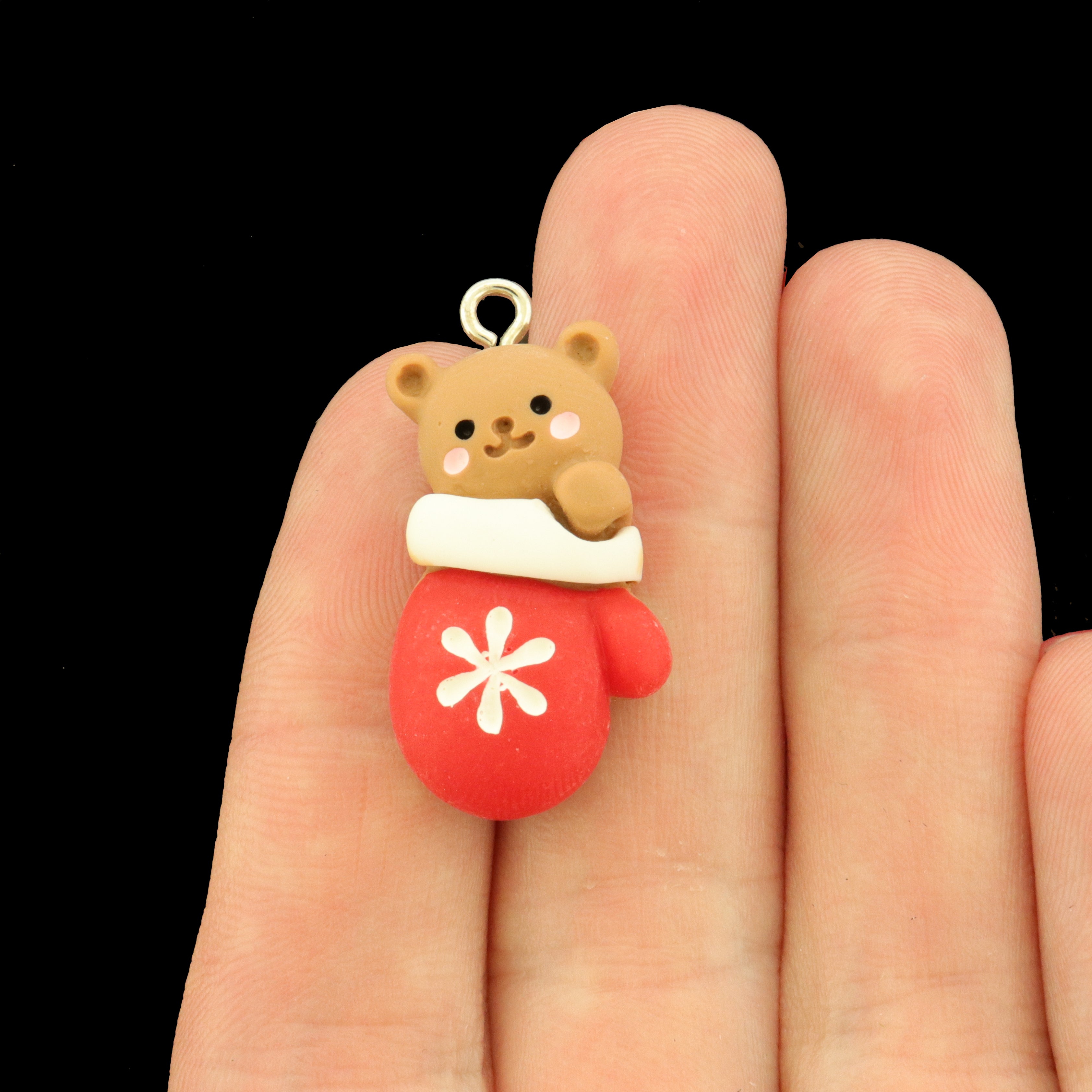 2 Christmas Bear in Stocking Christmas Resin Charms - K208