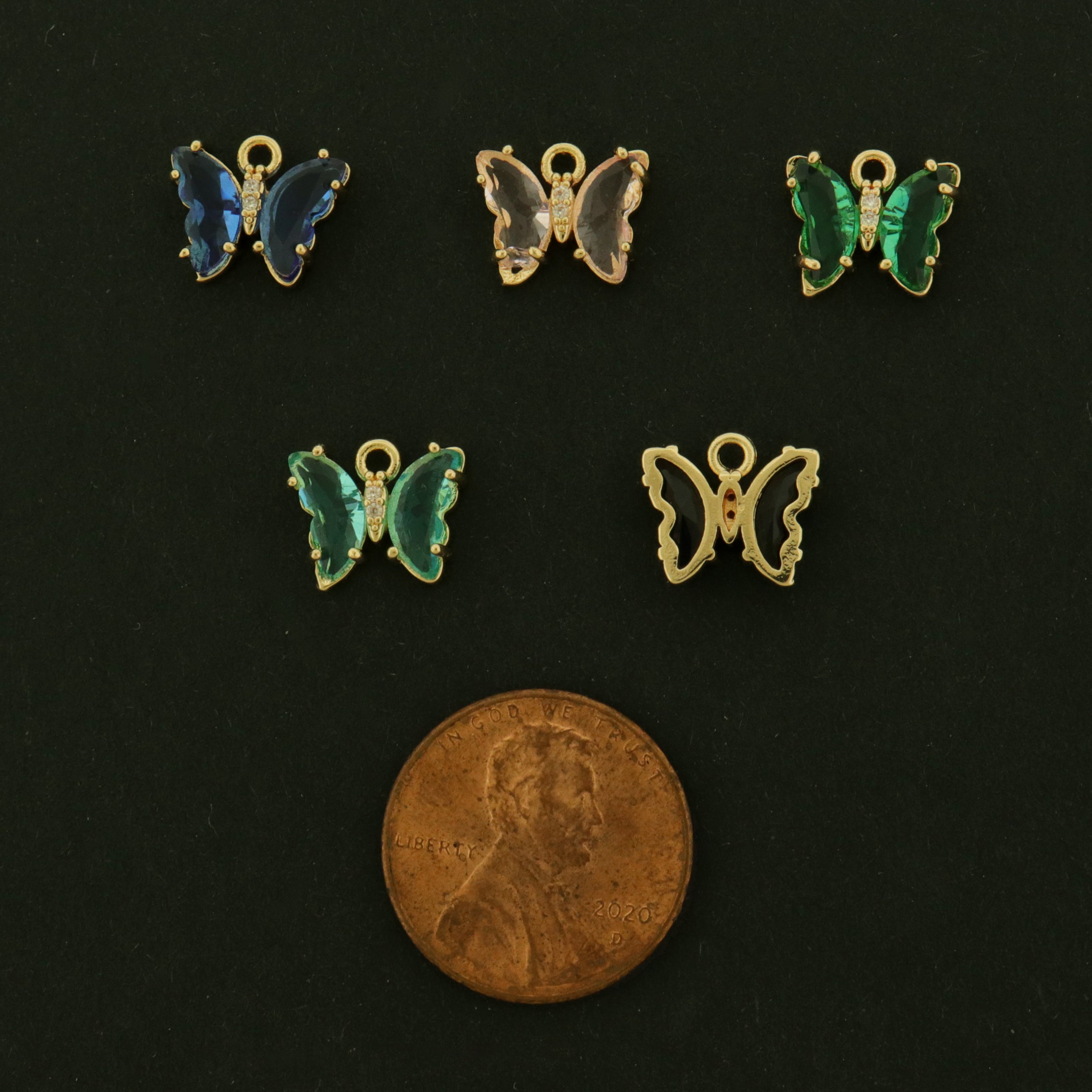 Tiny 14k Butterfly Charm - Choose Your Color - 14k Gold Plated Brass