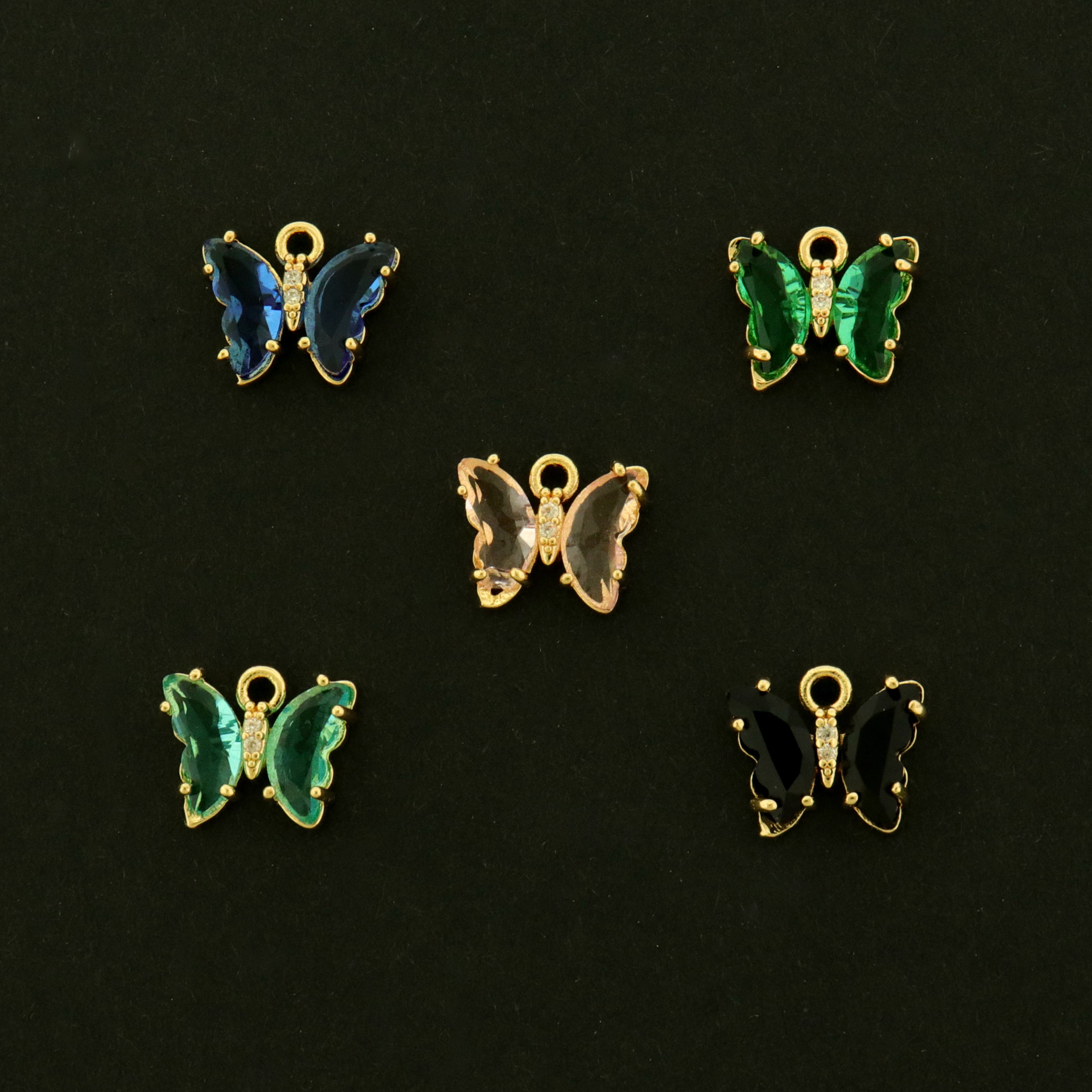 Tiny 14k Butterfly Charm - Choose Your Color - 14k Gold Plated Brass