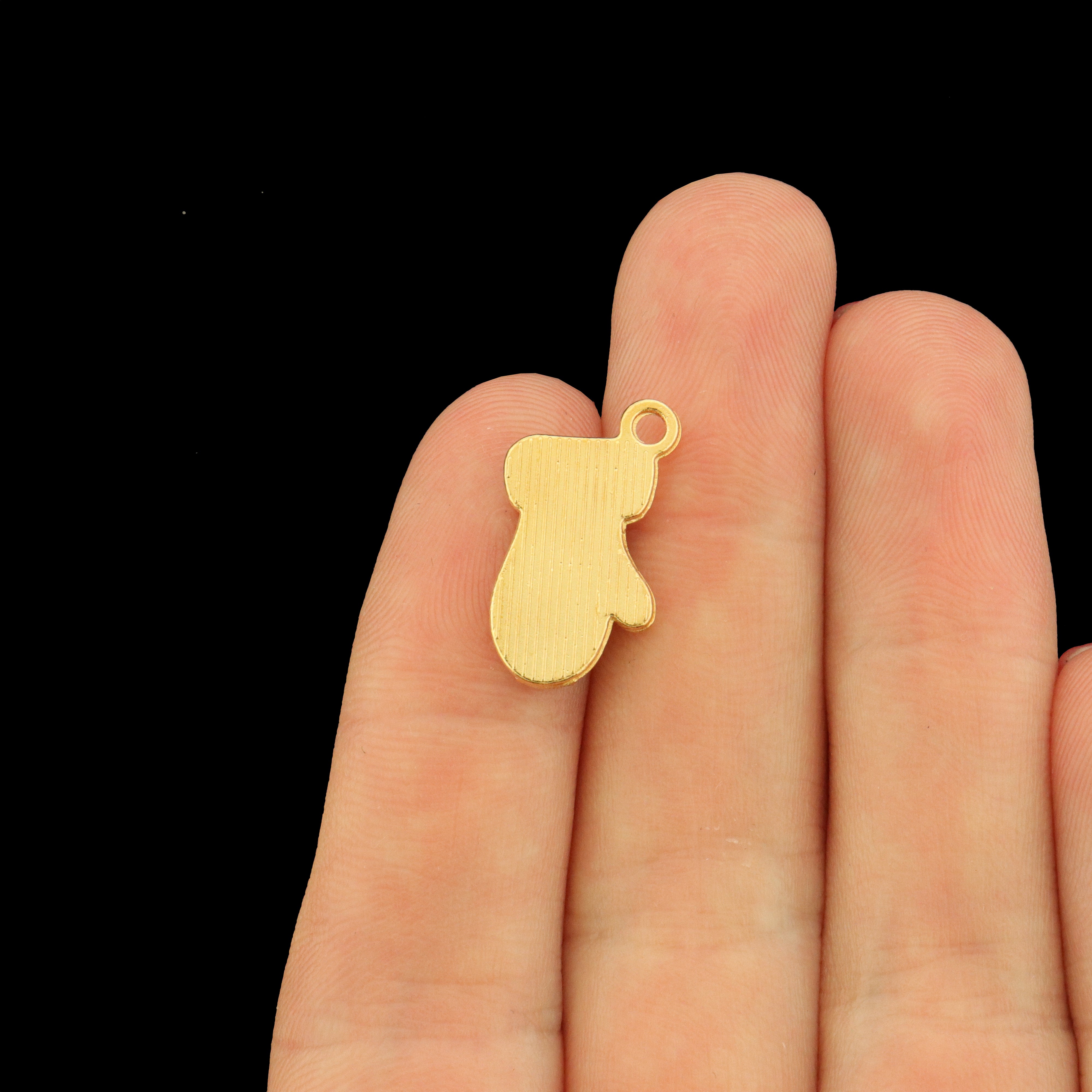 10 Mitten Gold Tone Enamel Charms - GC099