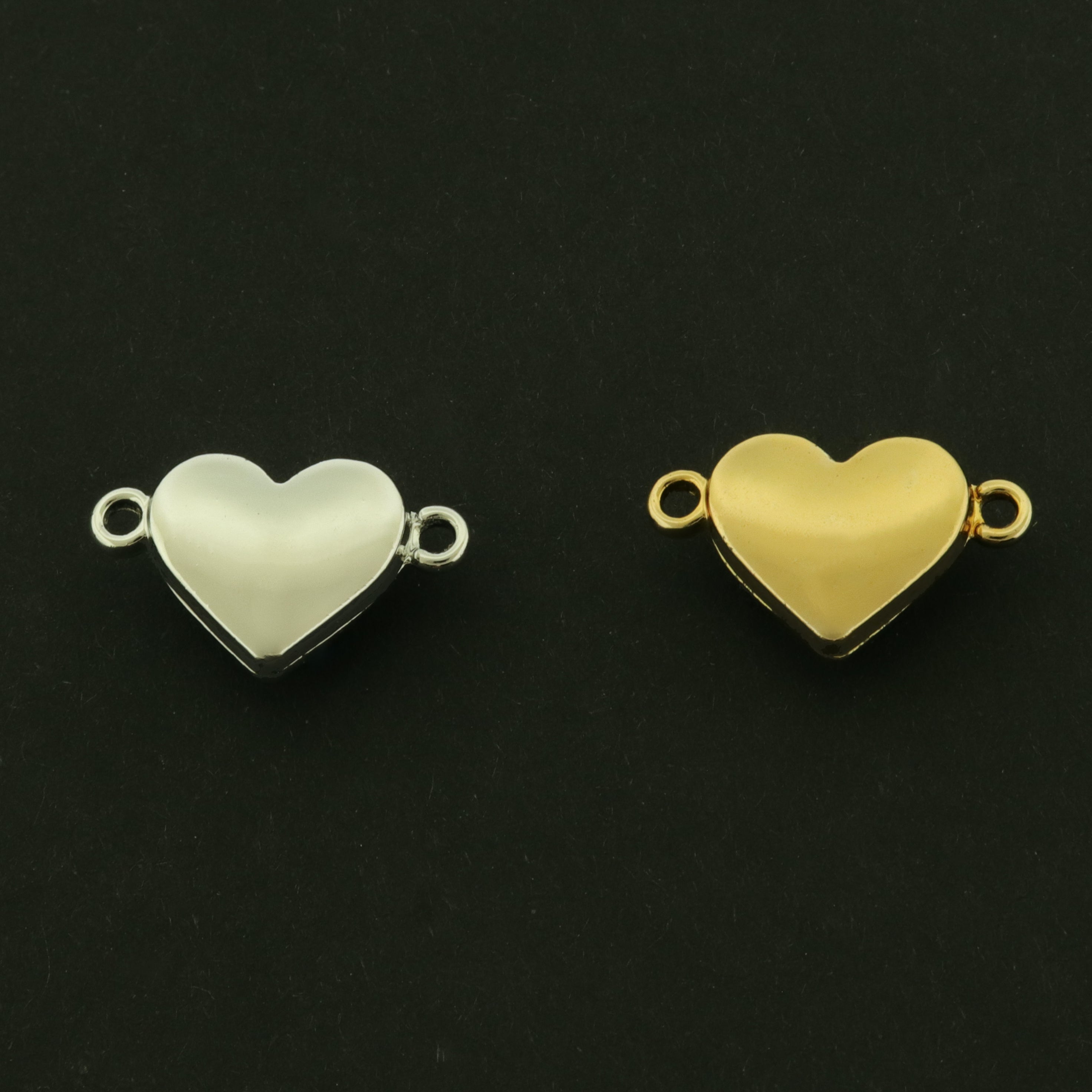 14k Magnetic Heart Clasps - 14k Gold Plated Brass - Choose Your Tone!