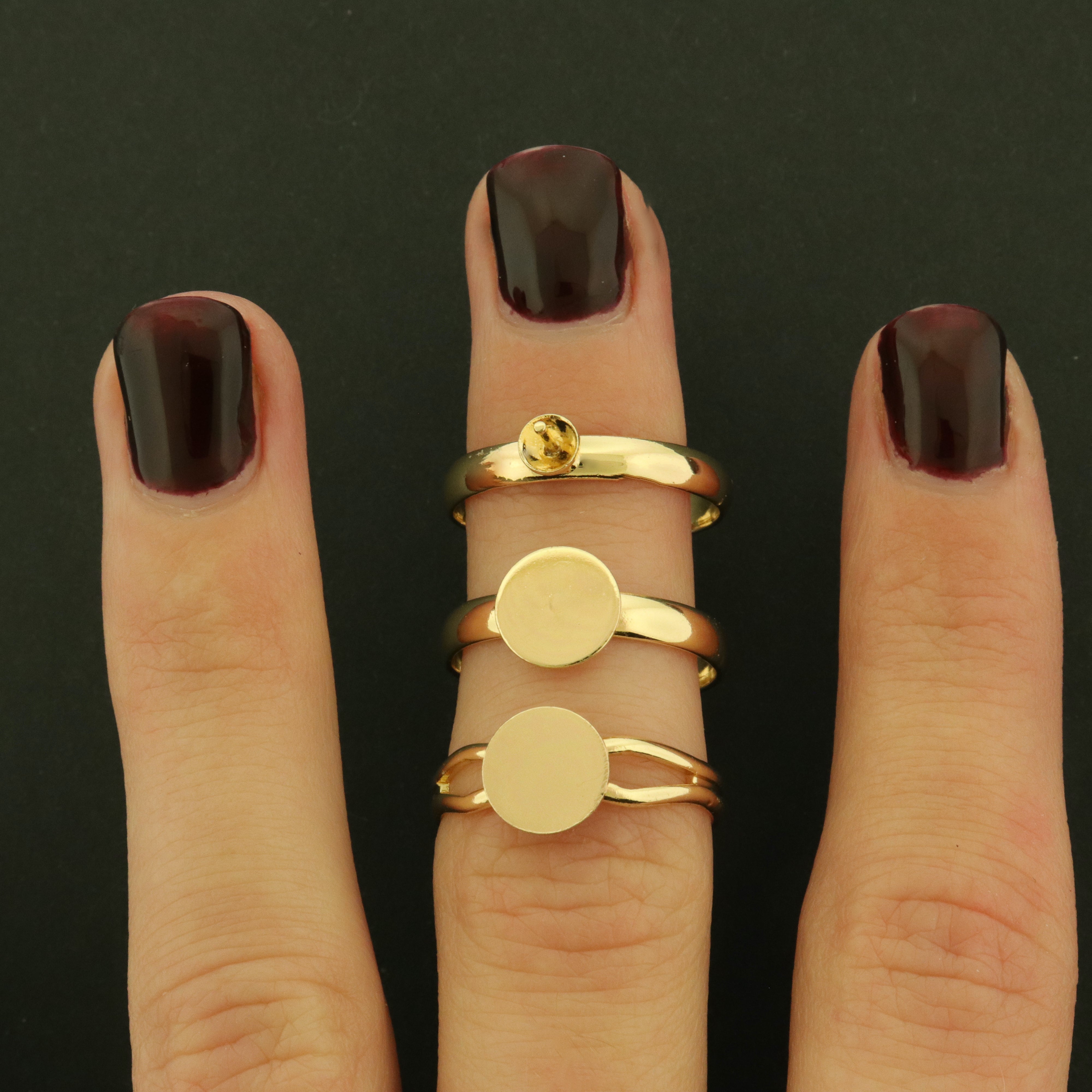 14k Gold Plated Adjustable Ring Base - Choose Your Style!