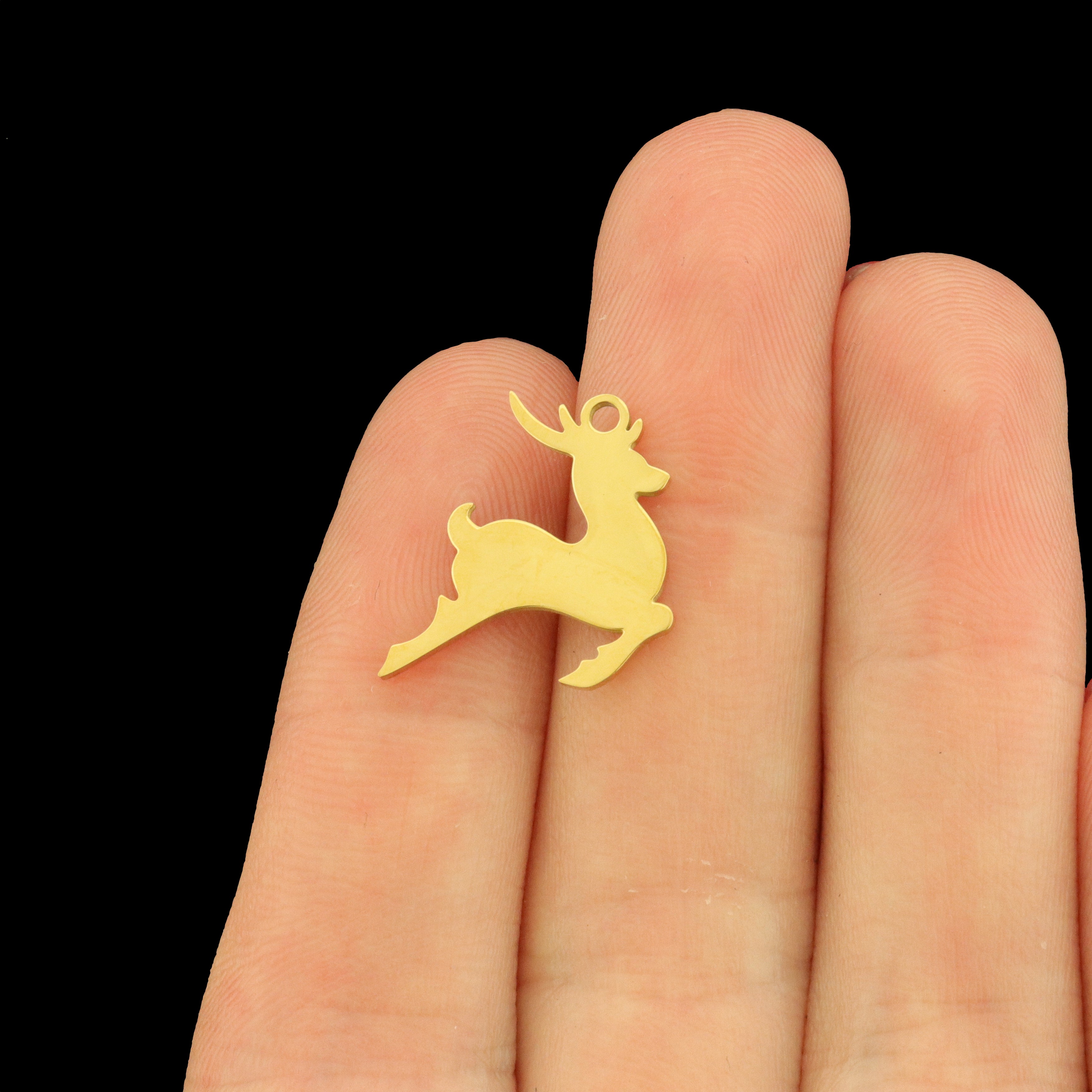 2 Reindeer Stainless Steel Charms - Choose Your Tone!