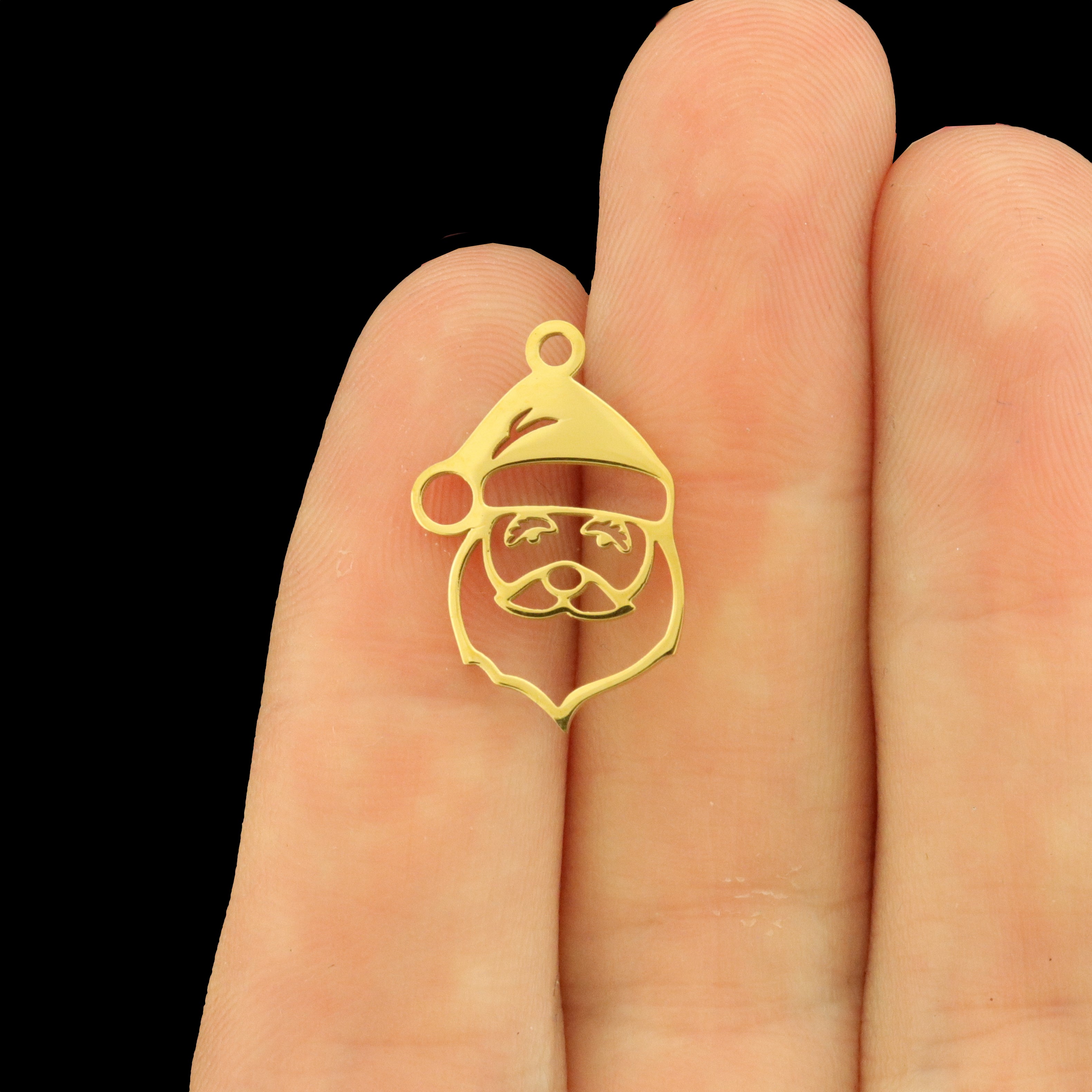 2 Santa Claus Stainless Steel Charms 2 Sided - Choose Your Tone!