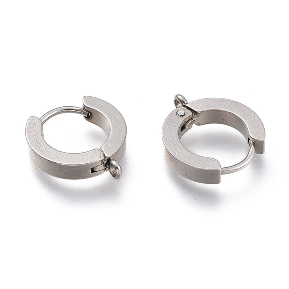 Stainless Steel Huggie Hoop with Loop Earrings - 1 Pair - Choose Your Size & Tone!
