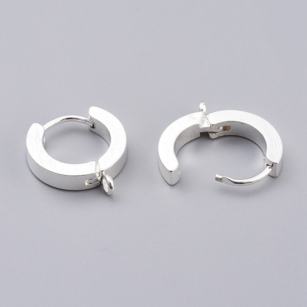 Stainless Steel Huggie Hoop with Loop Earrings - 1 Pair - Choose Your Size & Tone!