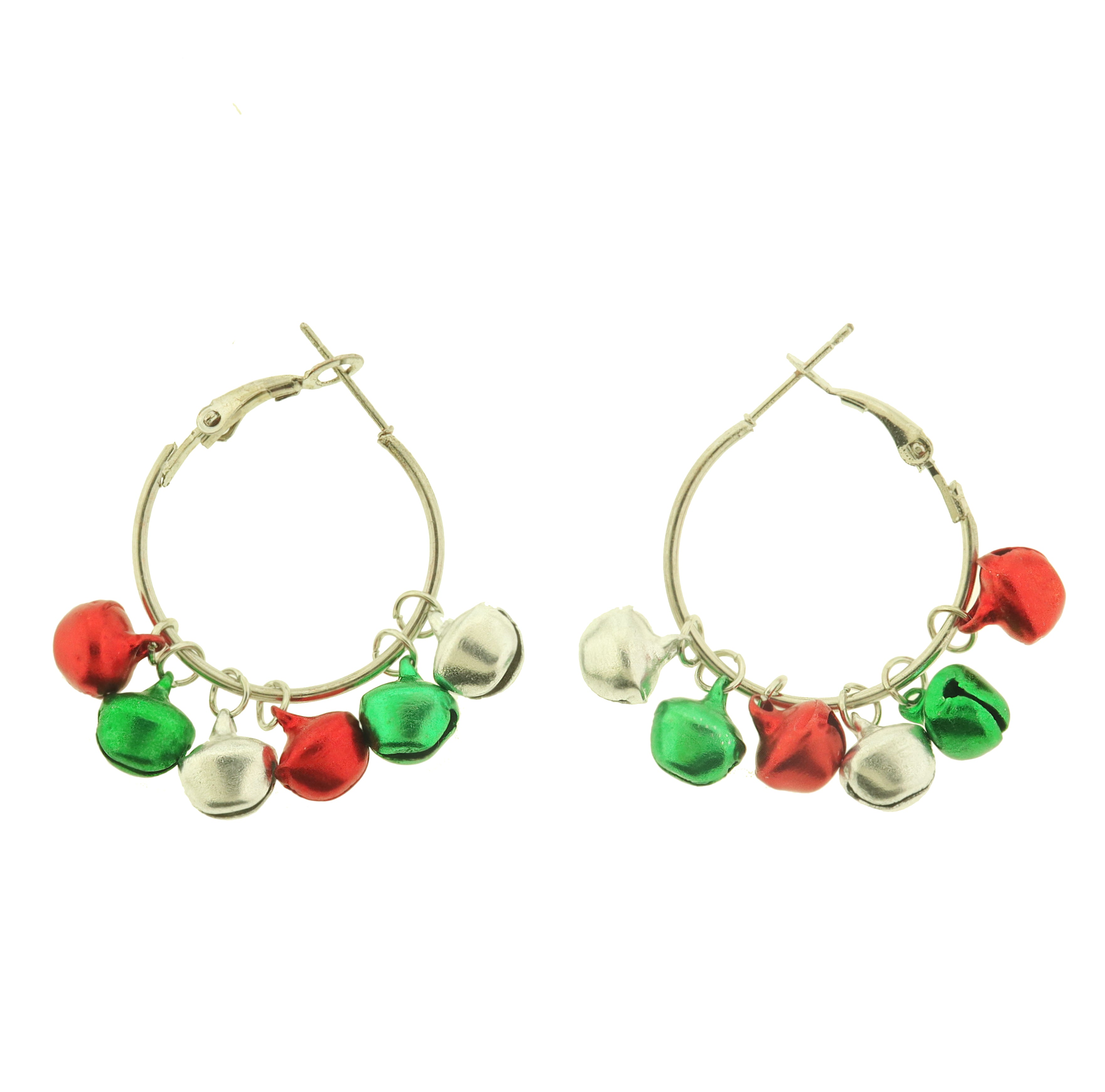 Jingle Bells Earrings - Silver Hoop Earrings - 1 Pair - ER1044