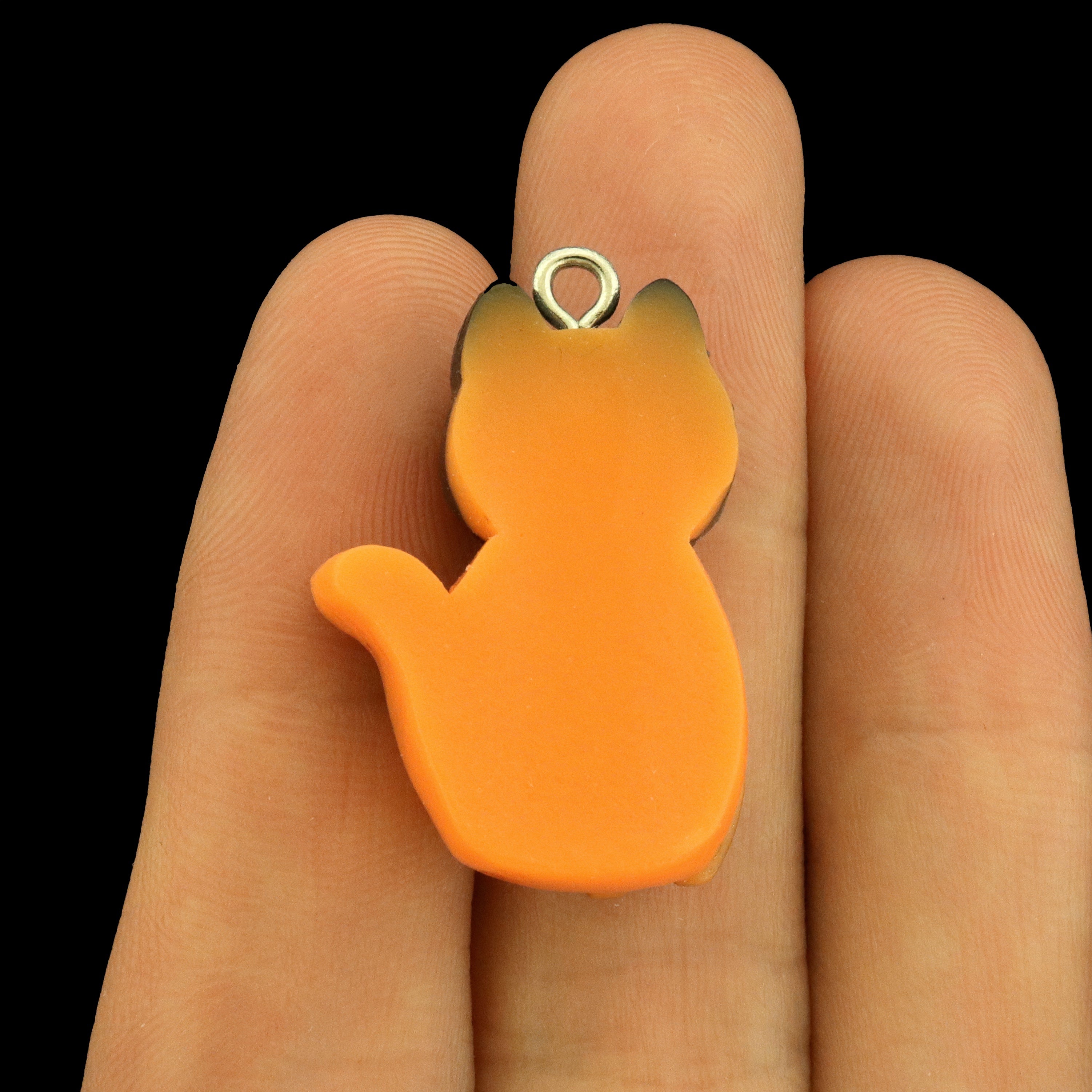 4 Black Cat Pumpkin Resin Charms - K737