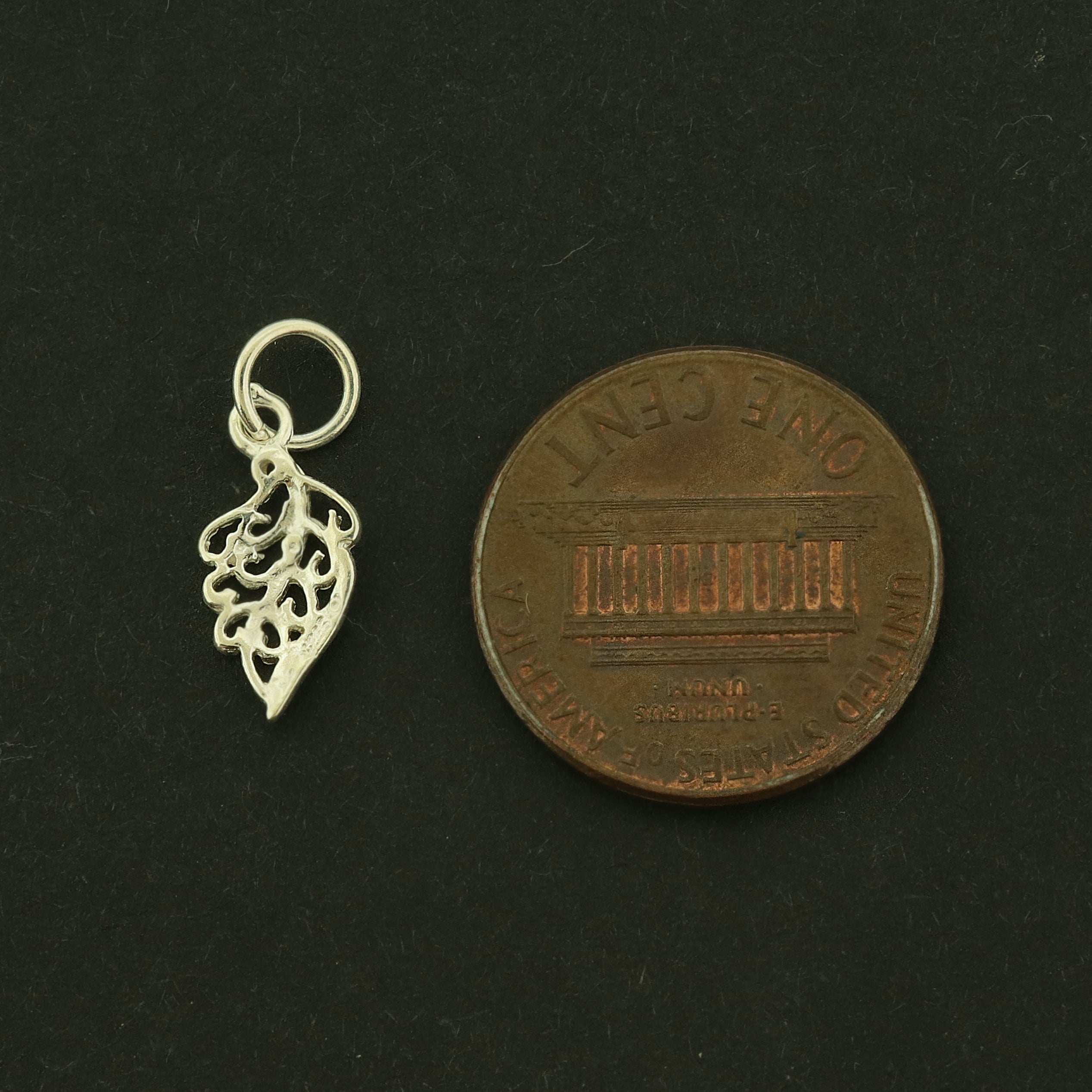 Leaf Sterling Silver Charm - Fall Pendant - ST123