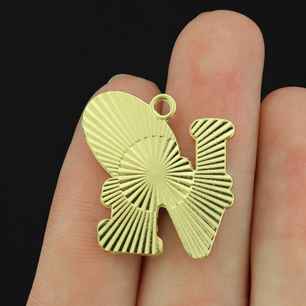 Love Football Gold Tone Enamel Charms - E121