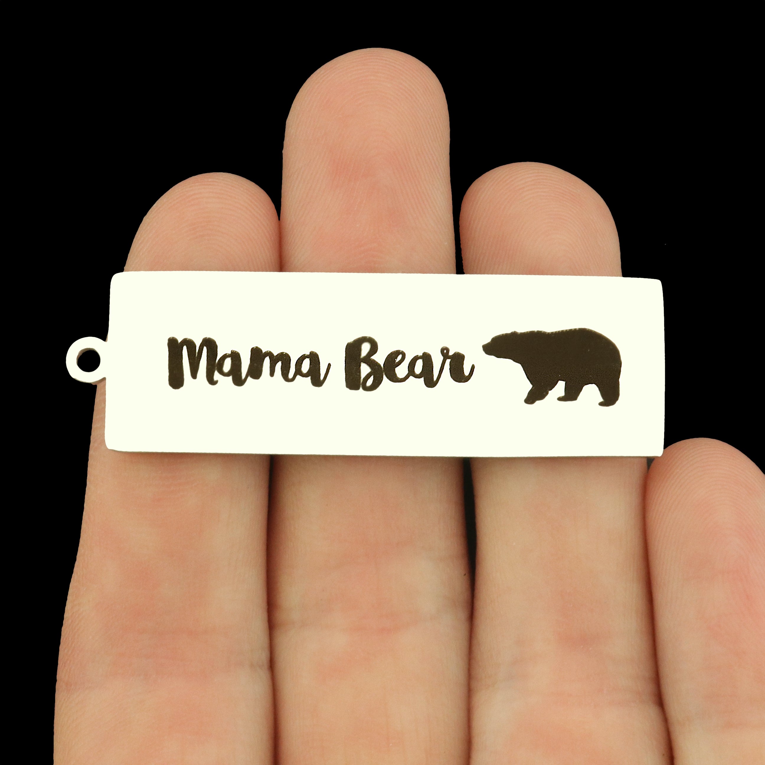 Mama Bear Stainless Steel Key Chain Tag Charm - BFS032S-8270