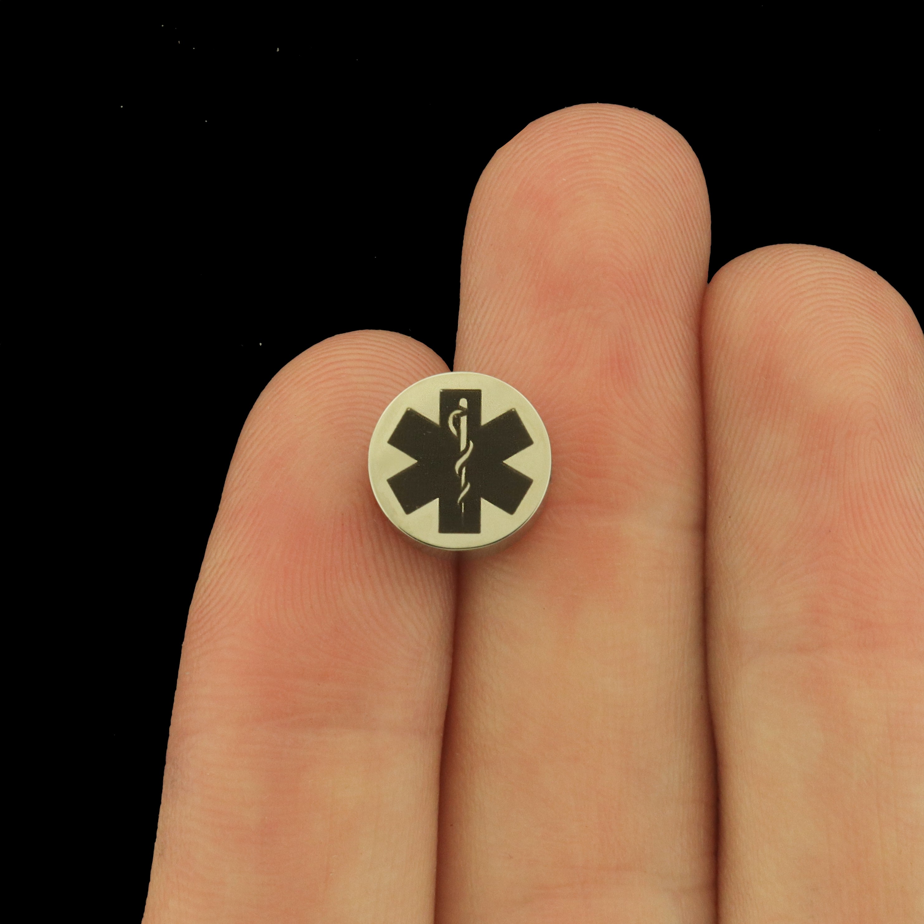 Medical Stainless Steel Beads - Medical Alert Symbol - Choose Your Size - BFS034S-8286