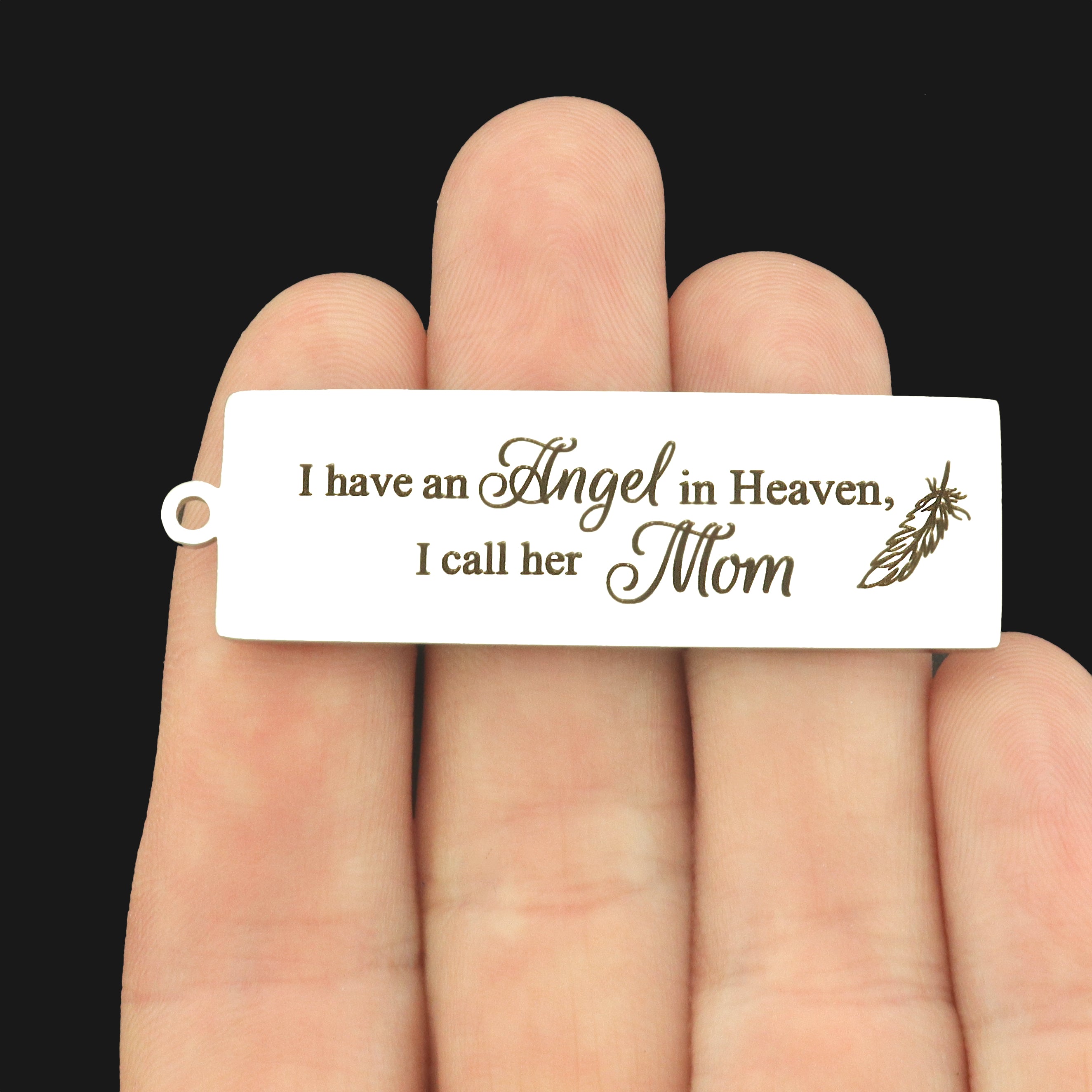 Memorial Stainless Steel Key Chain Tag Charm - I have an Angel in Heaven / Mom - BFS032S-8261