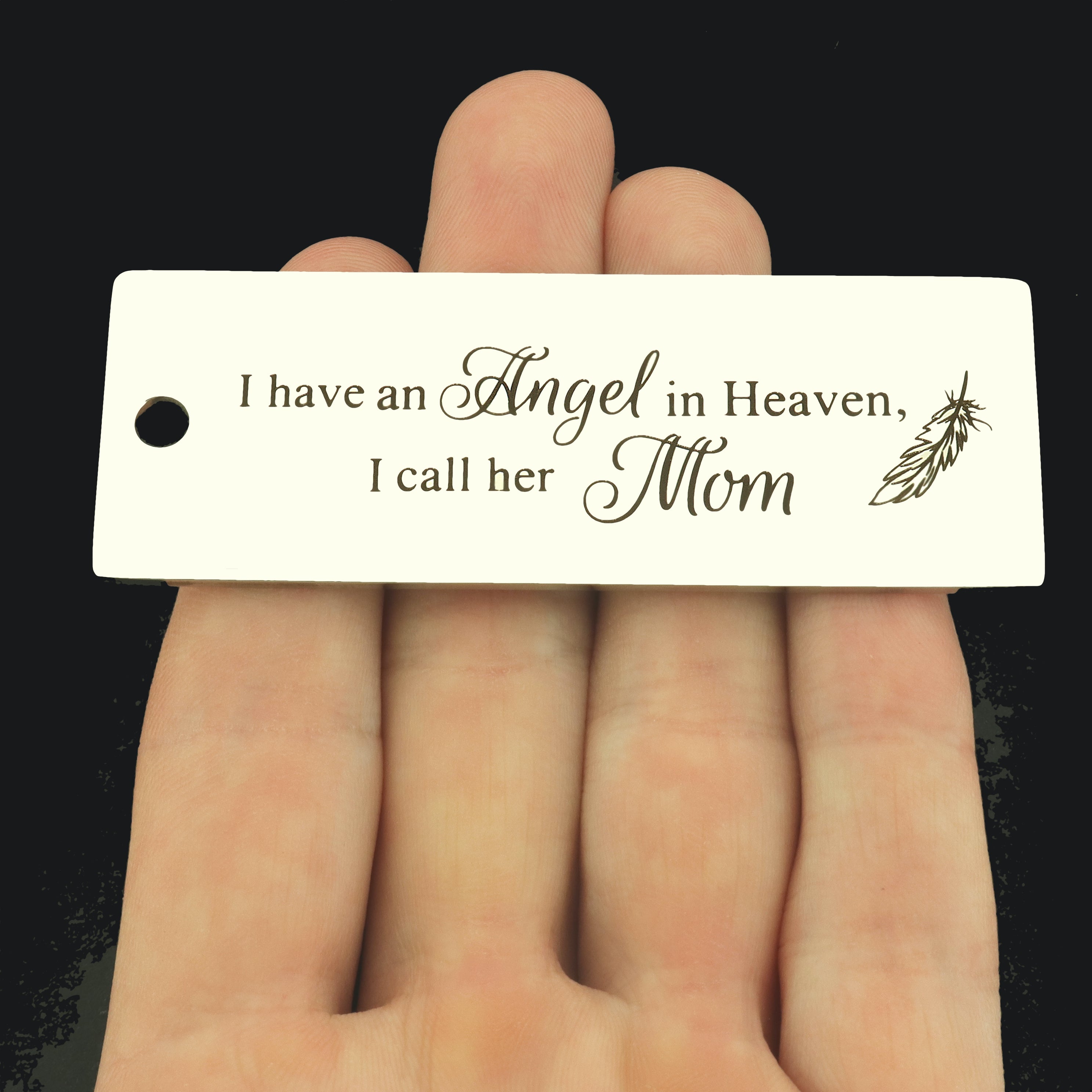 Memorial Stainless Steel Key Chain Tag Charm - I have an Angel in Heaven / Mom - BFS033S-8276