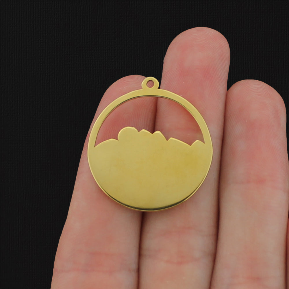 Mountain Gold Tone Stainless Steel Charm - SSP016