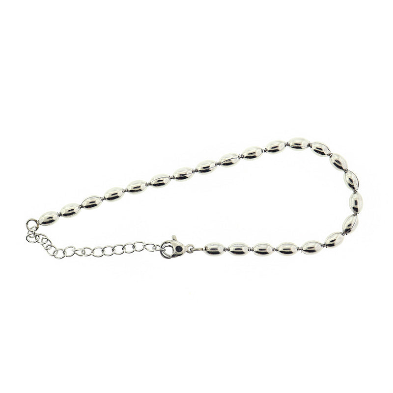 Stainless Steel Cable Chain Bracelet With Spacer Beads 6" -  1 Bracelet - Choose Your Tone
