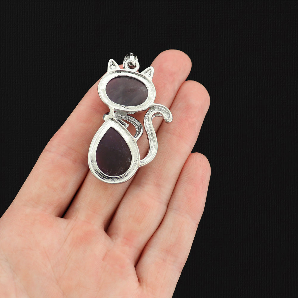 Natural Gemstone Cat Pendant - Choose Your Gemstone!