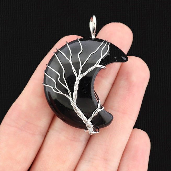 Natural Gemstone Crescent Moon Pendant - Choose Your Gemstone!