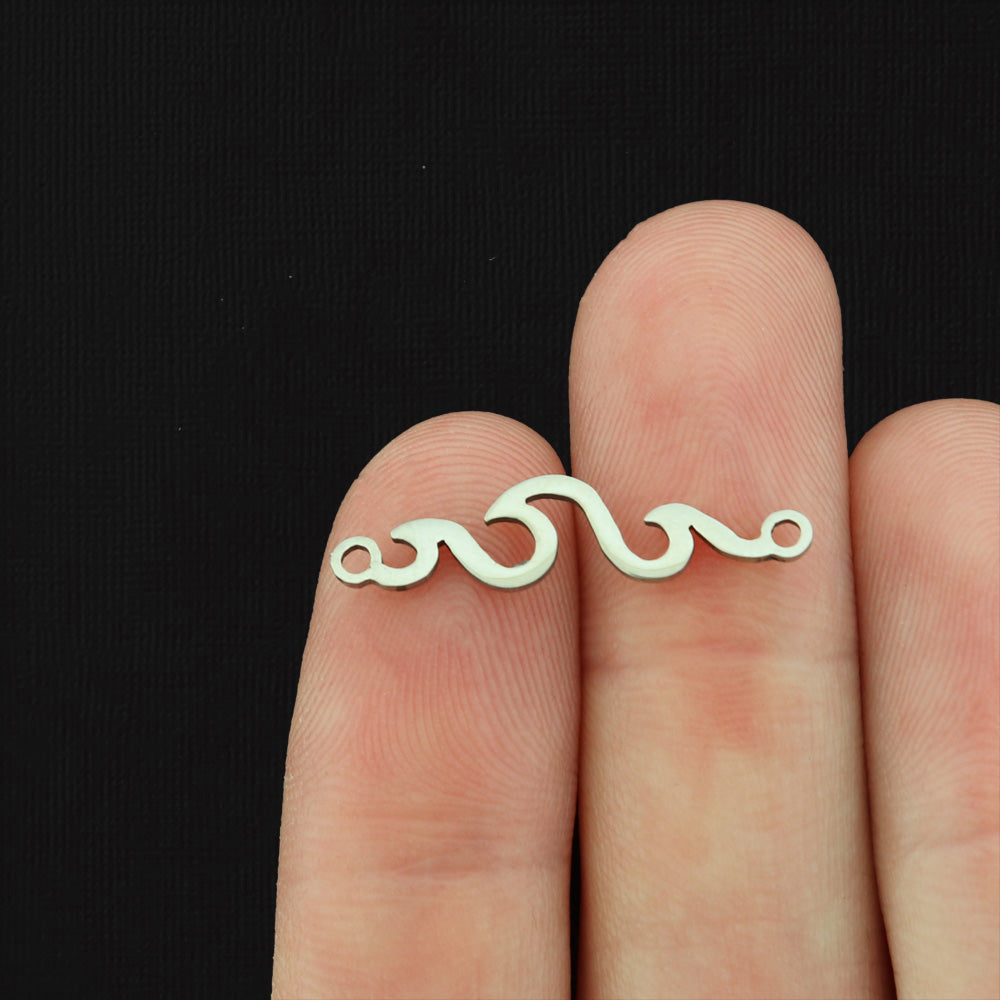 Ocean Wave Stainless Steel Connector Charm 2 Sided - SSP102