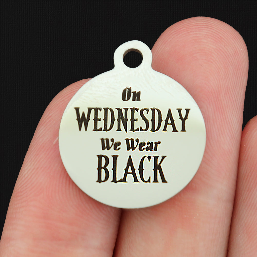 On Wednesday We Wear Black Stainless Steel Charms - BFS001-8185