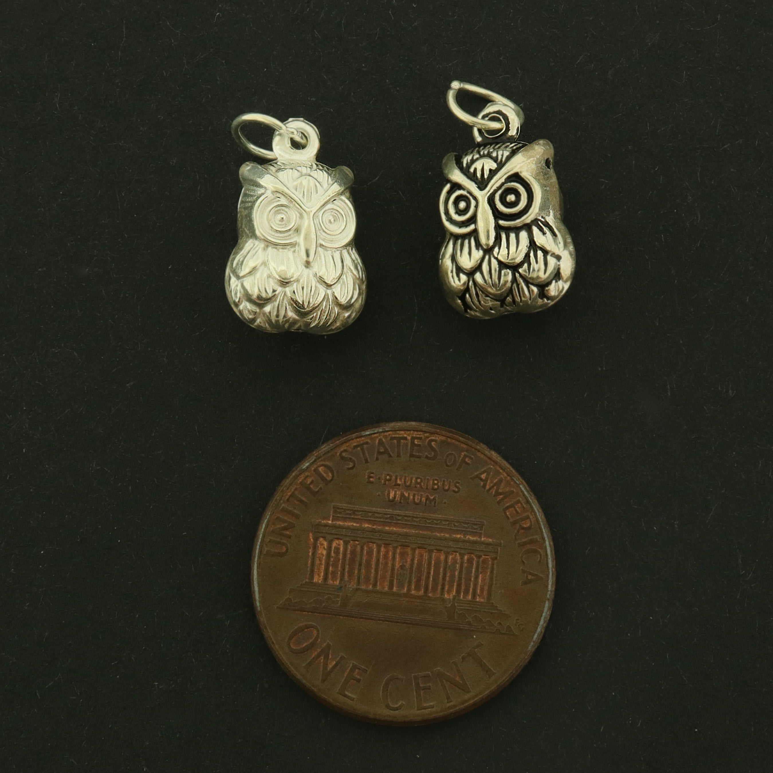 Owl Sterling Silver Charm - Bird Pendant - Choose Your Tone