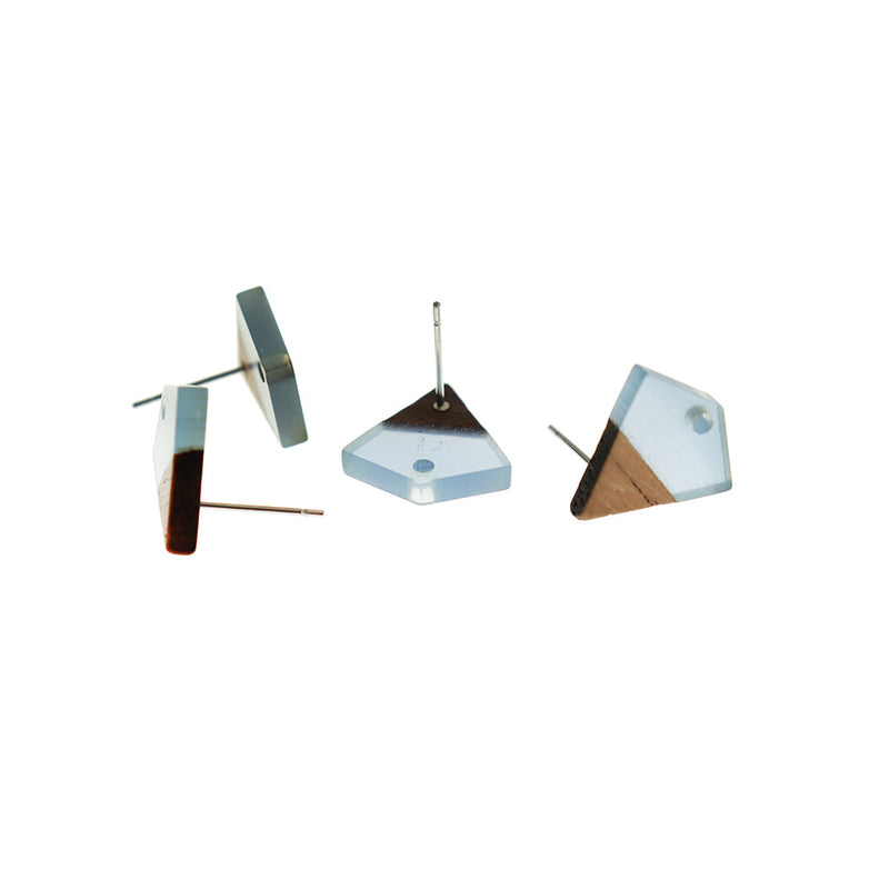 Wood Stainless Steel Earrings - 1 Pair - Kite Style - 16 Colors Available!