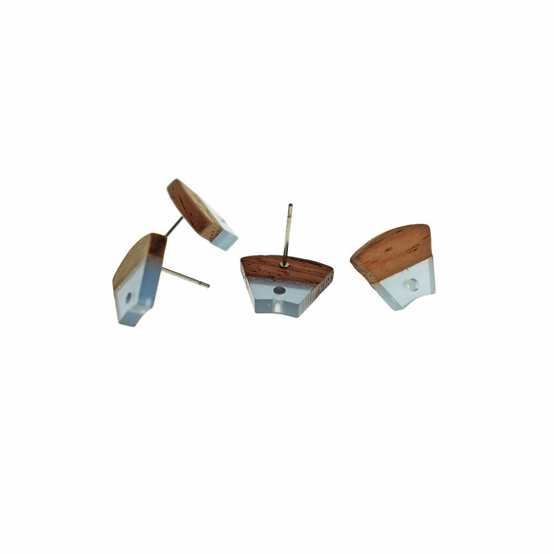 Wood Stainless Steel Earrings - Resin Trapezoid Studs - 16 Colors Available!