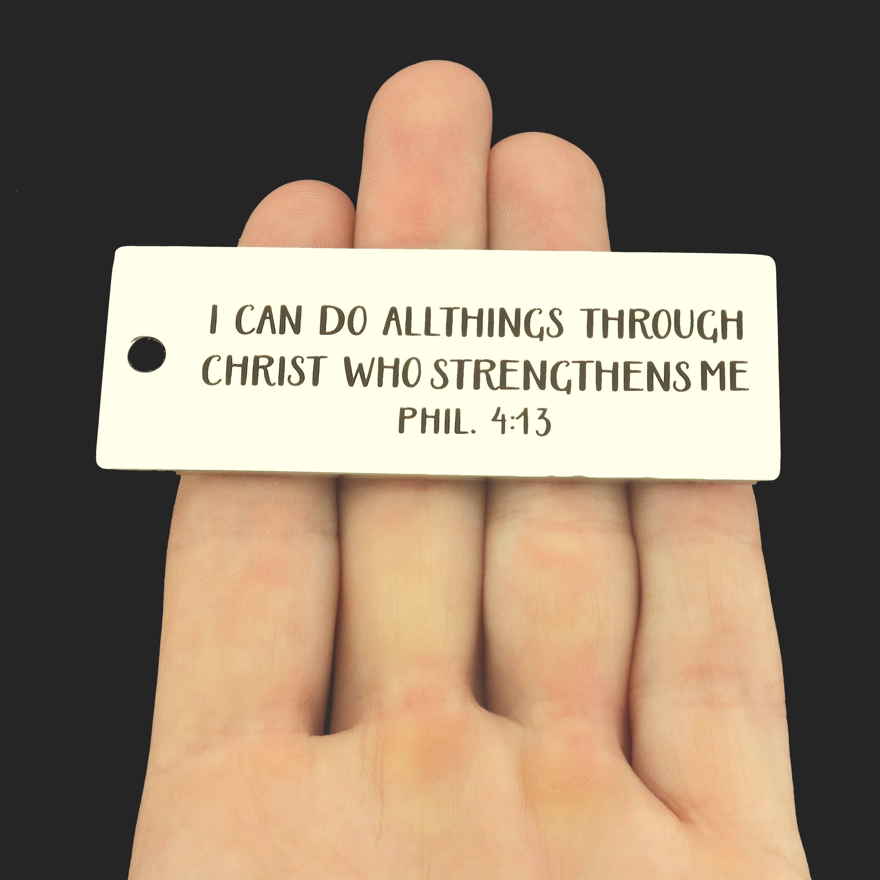 PHIL 4:13 Stainless Steel Key Chain Tag Charm - I Can Do All Things Through Christ - BFS033S-8277