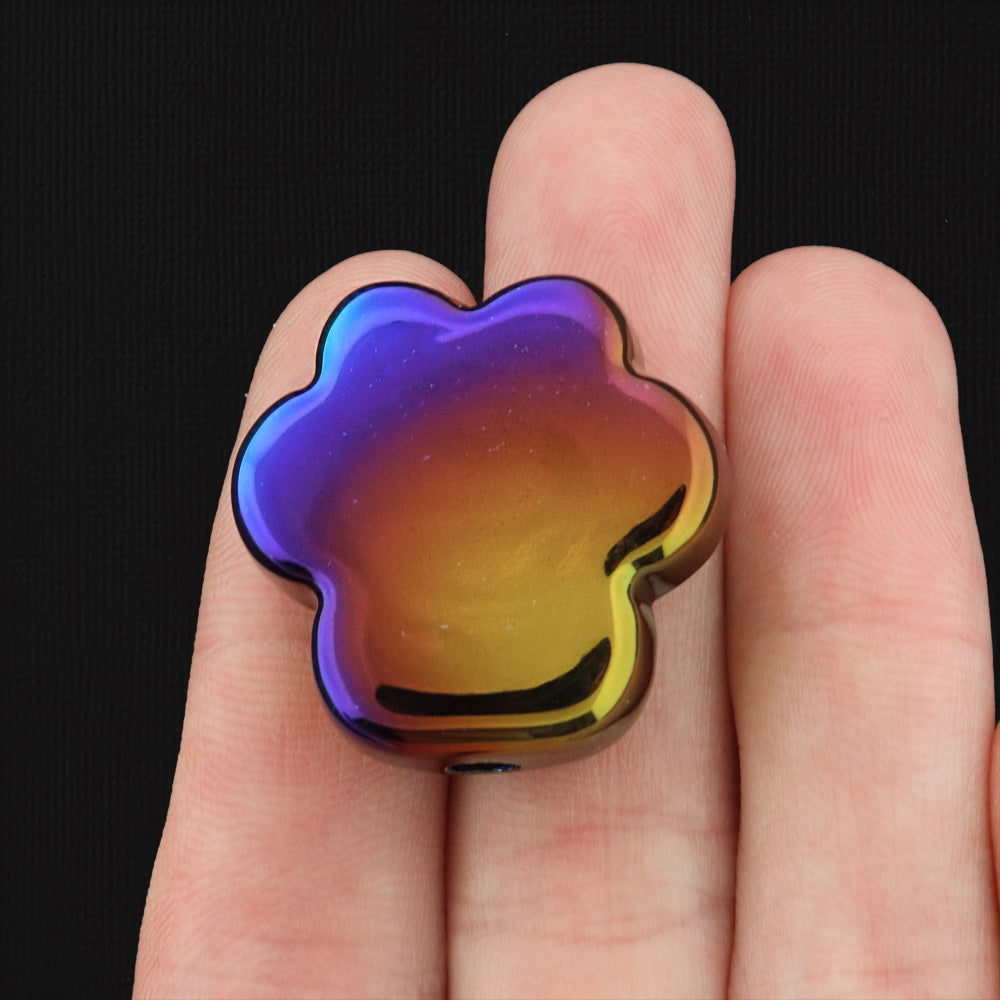 Paw Print Plated Acrylic Bead - 26mm - 4 Beads - Choose Your Color