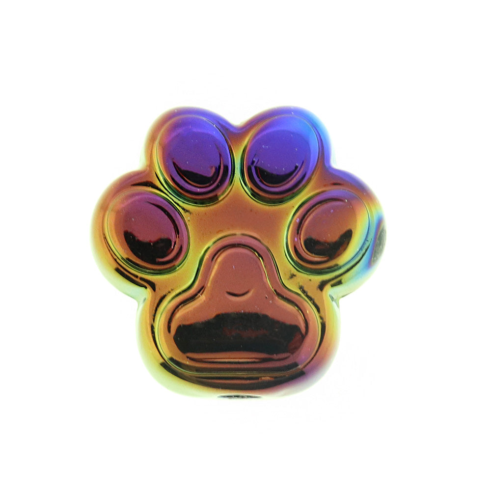 Paw Print Plated Acrylic Bead - 26mm - 4 Beads - Choose Your Color