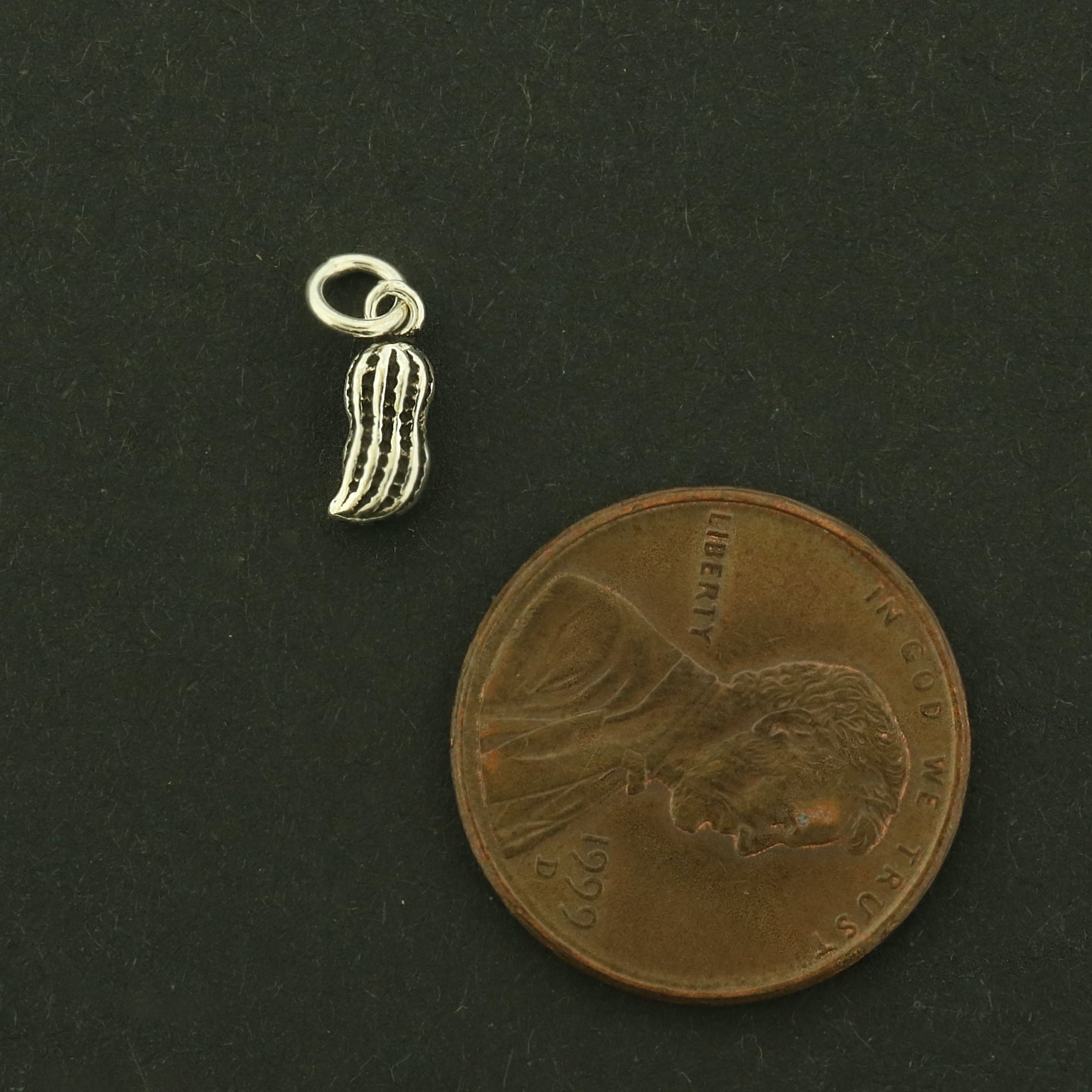 Peanut Sterling Silver Charm - Food Pendant - ST055