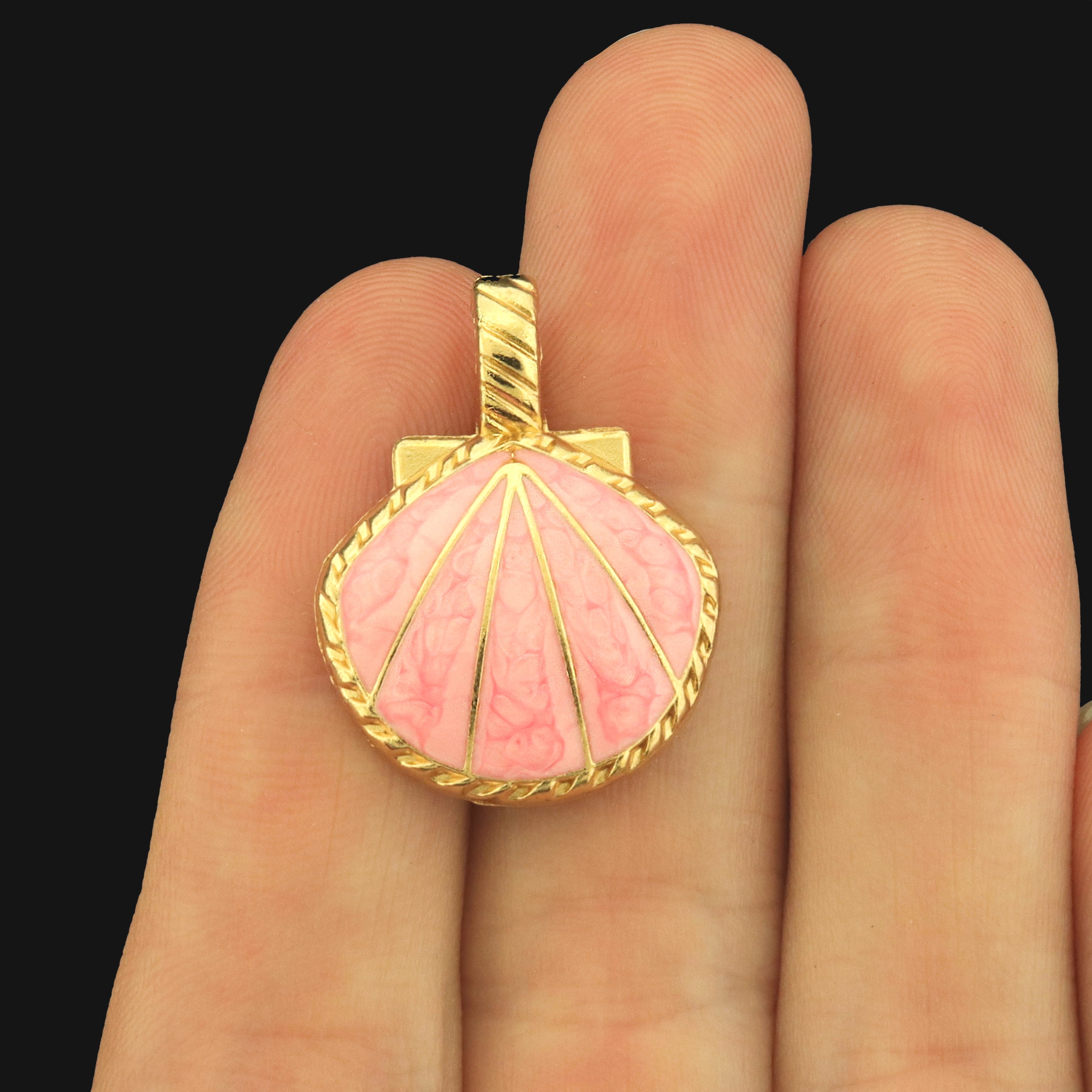 4 Seashell Gold Tone Enamel Charms - Choose Your Color!